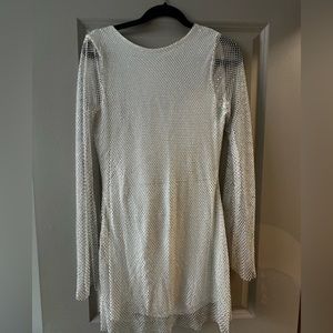 Anna White Rhinestone Mesh Mini Dress 12th tribe bachelorette